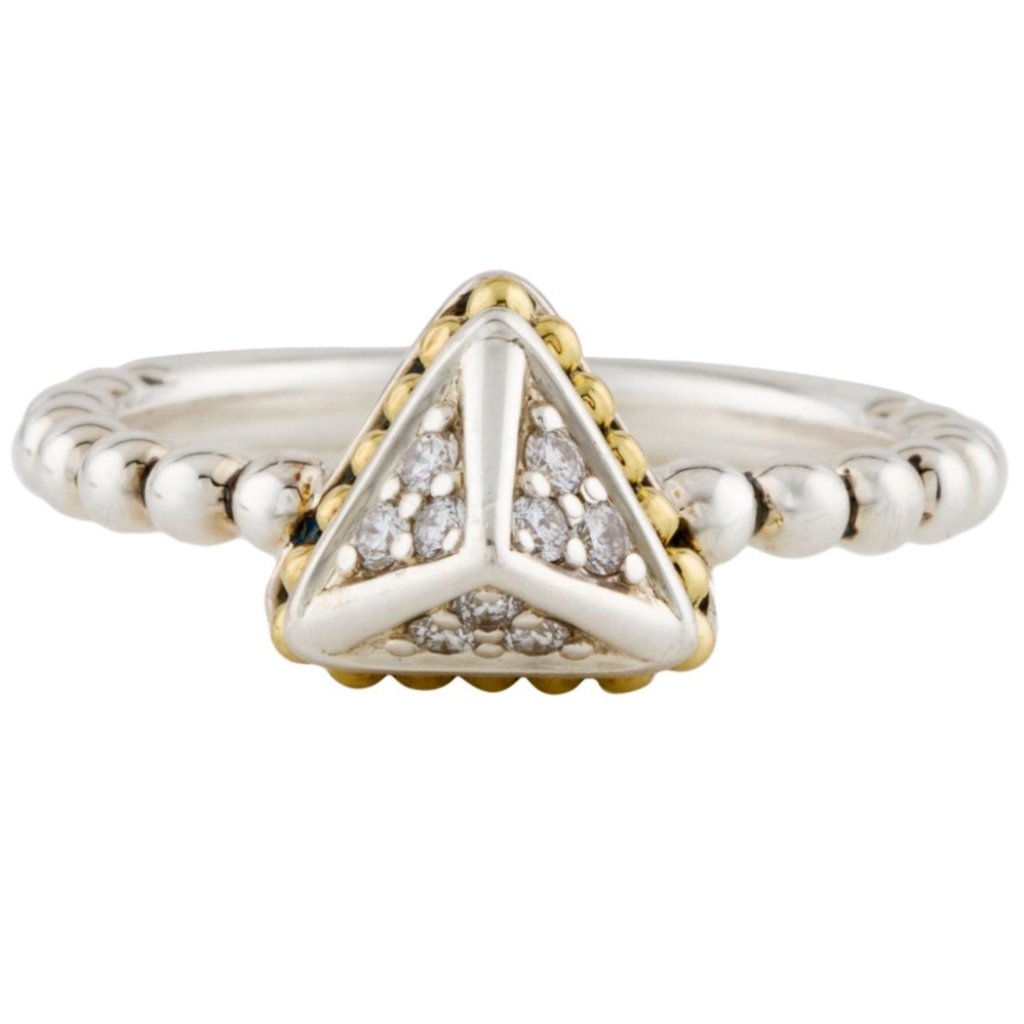 Lagos Diamond 023 Ctw 18k Yellow Gold  Sterling Silver Pyramid Ring